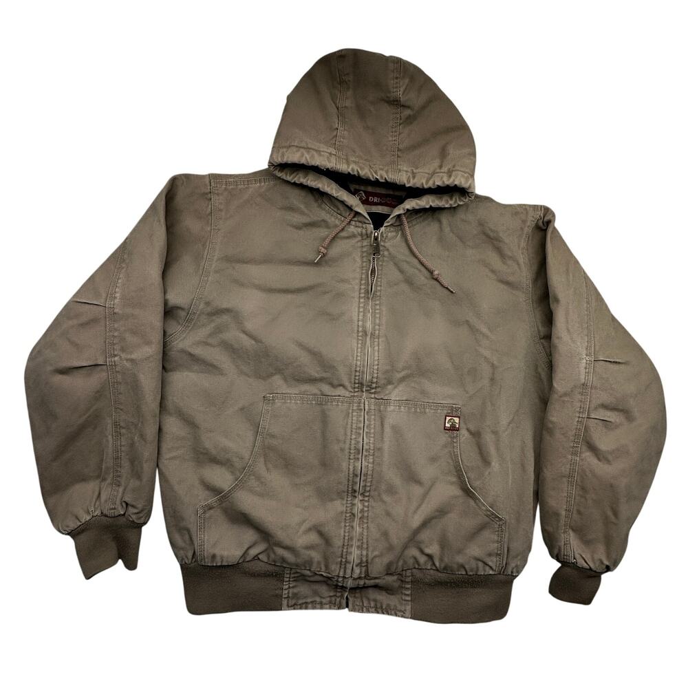 Dri Duck Cheyenne Boulder Cloth Duck Canvas Hooded Jacket Men Large Lined Brown